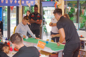 Stars from Walsall FC enjoy a day of sporty-themed activities at Acorns Children’s Hospice