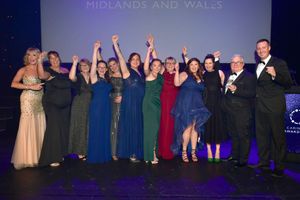 Staff members from Ludlow Care Home Hendra House collect their award 