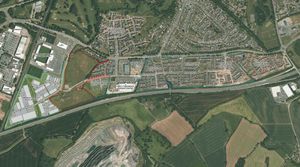 An aerial photograph and composite plan showing all of the development that has been completed in the area within and adjacent to the Sustainable Urban Extension (SUE). Picture: Google Earth/Omega Architects