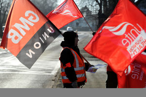 Paramedics on the picket line at West Midlands Ambulance hub on Burton road, Dudley