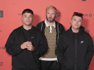 Kneecap members Liam Og O Hannaigh (Mo Chara), JJ O’Dochartaigh (DJ Provai), and Naoise O Caireallain (Moglai Bap) attending the UK premiere of Kneecap, at the Picturehouse Central Cinema, London.