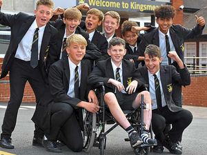 Supporting image for story: Brave Staffordshire boy back at school just months after car horror