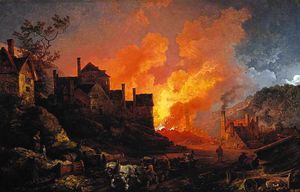 The Industrial Revolution portrayed in art - Philip James's Coalbrookdale by Night
