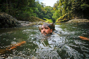 In deep water - Lev takes a dip when the path ends
