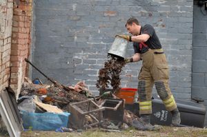 The blaze has damaged both the flat and shop below
