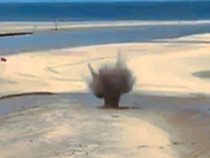 The controlled explosion was carried out on Hayle Beach