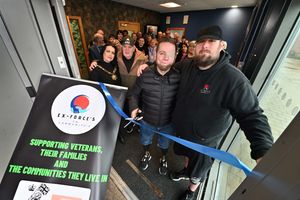 Veteran Ricky Furgusson cut the ribbon to officially open Brookside's new ex-forces hub. He was joined by Telford & Wrekin Mayor Eileen Callear, veteran Jack Raybould, and centre founder and former serviceman, Stuart Cook (front right).