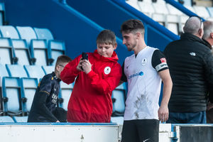 Luke Rowe stops to speak and takes photos with the fans on his return to AFC Telford United last month (Picture: Kieren Griffin Photography)