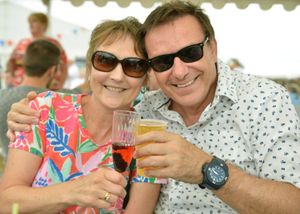Graham and Julie McClaughlan from Gospel End, Dudley enjoying a drink