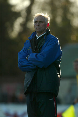 Manager Chic Bates looks on impassively as Shrewsbury crash out of the Cup at Histon