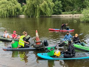 The group worked to clean up the River Severn. Picture: Shrewsbury Vegans