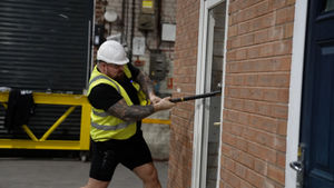 Eddie Hall visiting Latham's Security Doorsets Ltd