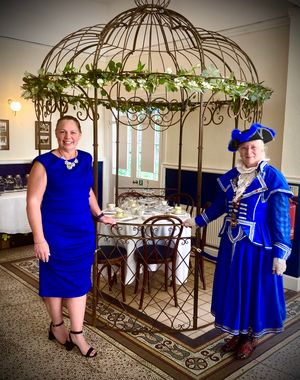 Jenni Percy and Llandrindod Wells Town Crier Jan Swindale at the launch of the new tearoom. Credit Natalie Ellis