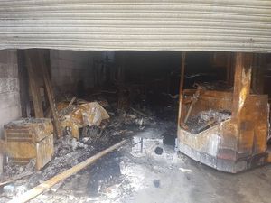 The scene of the fire on Saturday afternoon 