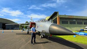 Flt Lt Steve Reilly casts his eye over a Tornado G4.