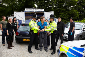 James Sutton’s character Ryan Lamb is put in handcuffs as part of a storyline on ITV soap opera series Emmerdale