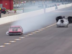 Supporting image for story: Terrifying video shows what happens if a drag racer’s parachutes fail