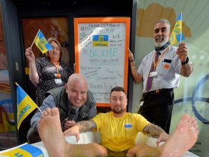 Supporting image for story: Wolverhampton Railway Station staff take gunge plunge for Ukraine