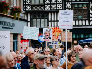 Supporting image for story: Hundreds join Shrewsbury protest against Boris Johnson's move to suspend parliament 