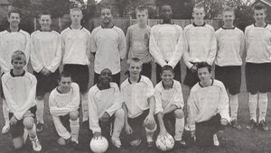 Fourth from the right on the back row, Dunkley lines up with Wolverhampton Schools Under-15s.