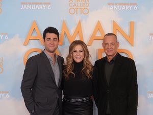 Supporting image for story: Tom Hanks supported by family while promoting latest film in London