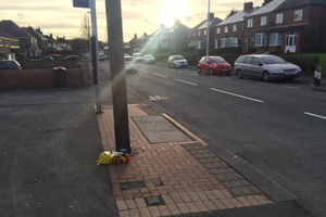 Flowers have been left at the scene of the crash in Oldbury Road