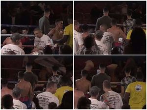 Supporting image for story: WATCH: Chairs and tables hurled through air as trouble flares at Walsall boxing night
