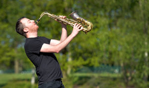 Ben Smith from Wednesfield is playing songs on his saxophone to raise money for charity.