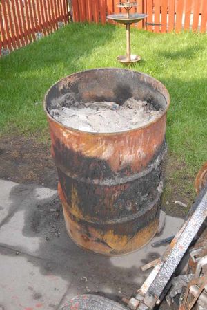The oil drum in which Michael Spalding's humerus bone was found