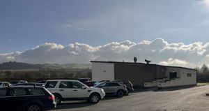 The car park to the north of the Greenhouse Cafe at King's Nurseries in Garthmyl. This section will now accommodate an extension to the cafe. Source Frederick Carter via PCC planning portal