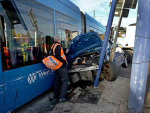 Supporting image for story: Traffic delays after crash between car and tram in Wolverhampton city centre