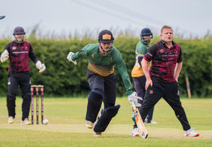 Milford Hall's Archie O’Hara about to be run out for 30 in their clash with Milford Hall on Saturday (Picture: Jim Wall)