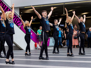 Supporting image for story: WATCH: Lord of the Dance flash mob dazzle passengers at Birmingham New Street station
