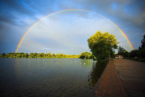Supporting image for story: Golden shot of rainbow over Ellesmere's Mere by Star reader Jon