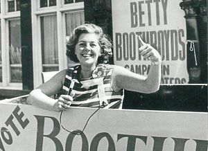 Former Speaker Betty Boothroyd on the campaign trail in 1973
