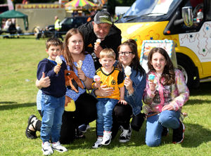 The Davies family enjoy their ice creams.