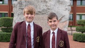 Ethan Precey and Regan Hampson, both 13, of the boys' team