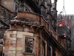 Supporting image for story: Demolition of fire-hit facade begins as Glasgow Central station partly reopens