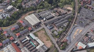 An aerial view of the factory site in Woods Lane next to Cradley Heath train station. Pic: Google Maps. Permission for reuse for all LDRS partners.