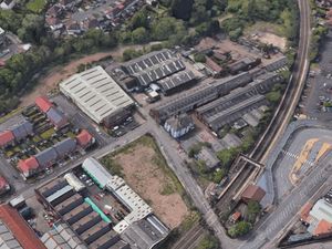 An aerial view of the factory site in Woods Lane next to Cradley Heath train station. Pic: Google Maps. Permission for reuse for all LDRS partners.