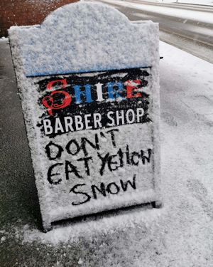 Wise advice at Shire Barbershop in Whitchurch. Pic: Rebecca Sutton