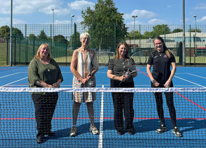 Pic shows l to r: Cllr Suzanne Hartwell, Enovert's Angela Haymonds, Leader of Sandwell Council, Cllr Kerrie Carmichael and SLT Sports Coach, Michelle Jones.