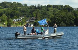 Pardoe swimming in Windemere.