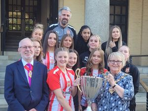 Supporting image for story: Footballers celebrate their cup win with mayor