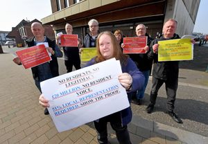 Residents and councillors were conducting a petition in Darlaston
It aimed to show their concern there are no residents are on the board regarding the £20m Darlaston fund.
Pictured front is resident Alison Humpage and to her