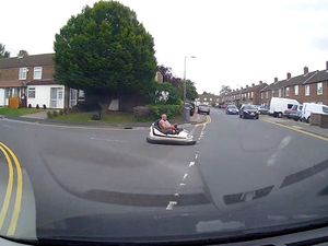 Supporting image for story: Man looks to dodge walking by taking to the roads in a bumper car