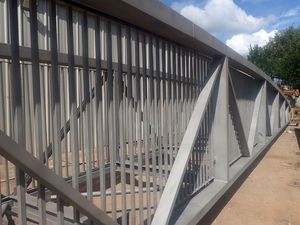 Supporting image for story: Date set for reinstallation of 'blue and amber' footbridge in Shrewsbury