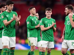 Republic of Ireland players applaud fans following their 5-0 loss to England