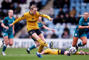 Wolves' Charlotte Greengrass scores her side's fifth goal in the Adobe Women's FA Cup third round against Shrewsbury Town (Picture: Jack Thomas - WWFC/Wolves via Getty Images)