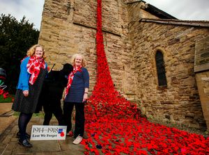Supporting image for story: Waterfall of poppies at Cleobury Mortimer church to remember war